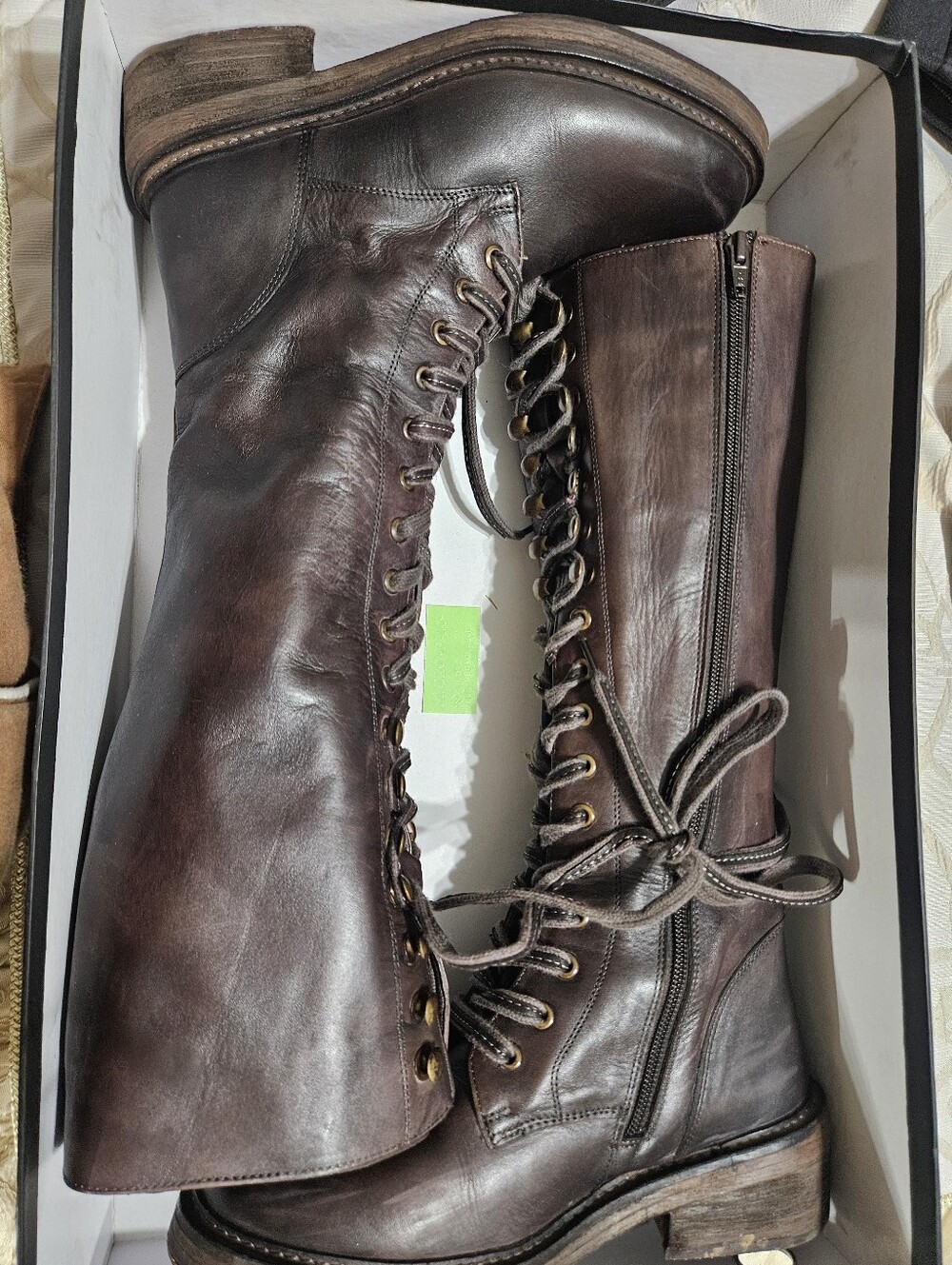 Vintage Foundry Women's Brown Lace-Up Leather Riding Boots, Size 6.5
